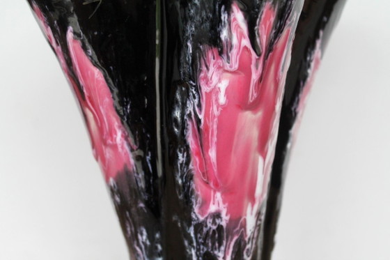 Vaso Vallauris 'Plissé', Nero & Pink Lava (Anni '50/'60) – Vasi, Ceramic (photo 5 of 9)