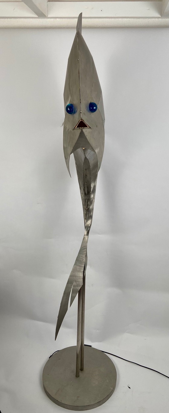 Image 1 of Vis in roestvrij staal van Reinhard Stubenrauch groot 181 cm hoog
