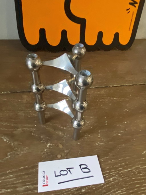 Lot B, set of 3 modular candlesticks, NAGEL 1970