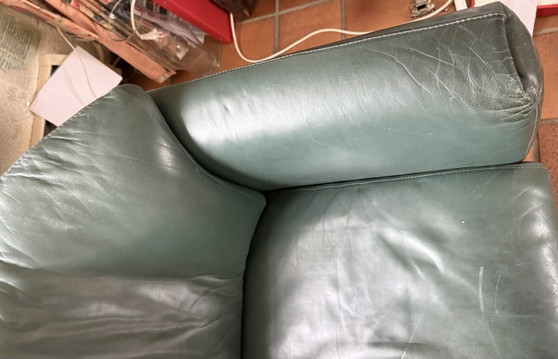 Leolux tweezitsbank in groen leer – Banken, Leather (photo 3 of 6)