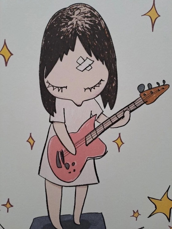 Image 1 of D'après Nara Yoshitomo, Guitar Girl, années 1990, lithographie en édition limitée