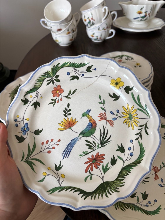 29-Piece Gien Oiseaux de Paradis Vintage Tableware Collection – France – Crockery, Porcelain (photo 4 of 15)