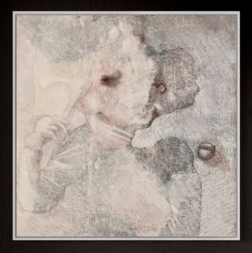Robert Detheux - Surrealist dream painting - La folle à la mouche - 1978