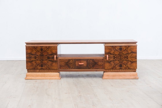 Art-déco-Lowboard aus kaukasischem Nussbaum, restauriert, Sideboard, Holz, Braun, Art Deco (Foto 3 von 10)