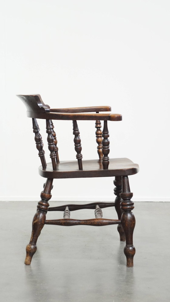 Image 1 of Englischer antiker Beistell-/Schreibtischstuhl/Kapitänsstuhl aus dem frühen 19. Jahrhundert