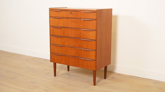 Image 1 of Commode vintage danoise | Teck | 6 tiroirs | 103 cm