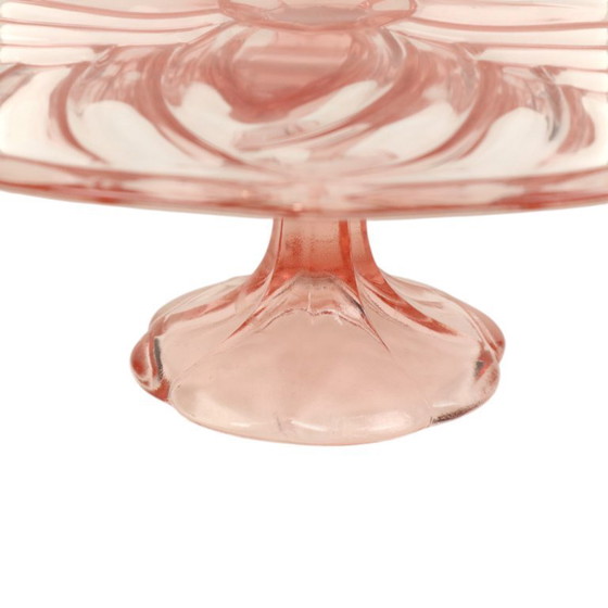Image 1 of Pink Art Deco Cake Plate Pastry Dish