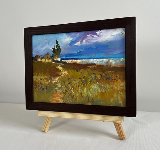 Original Oil Painting Summer Coastal Landscape After the thunderstorm