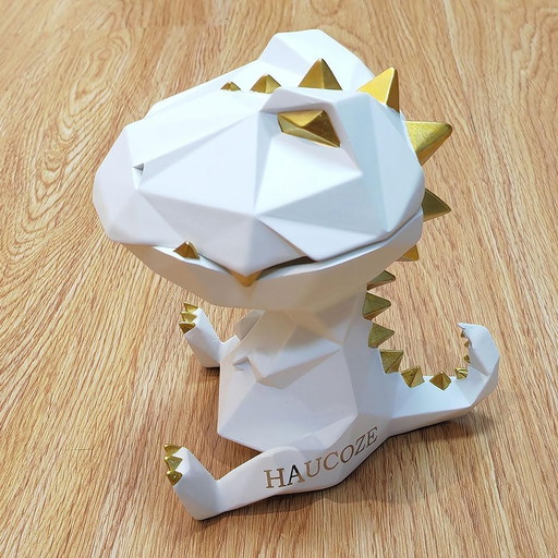 Amoy-Art Voorraaddozen Koektrommel Koekjesblik Dinosaurus Figuur Decoratie Sculptuur Standbeeld Voor Huis Cedeau Giftbox 18cmH
