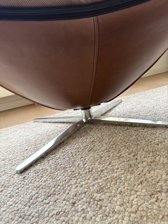 Image 1 of Fauteuil Molinari Miro stof/leer met poef leer