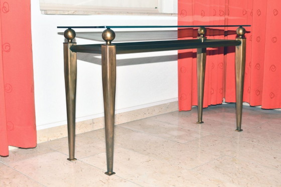 Table d'appoint exclusive en métal couleur bronze et verre, 120 x 70 x 40 cm – Tables d'appoint, rvs (photo 3 of 5)
