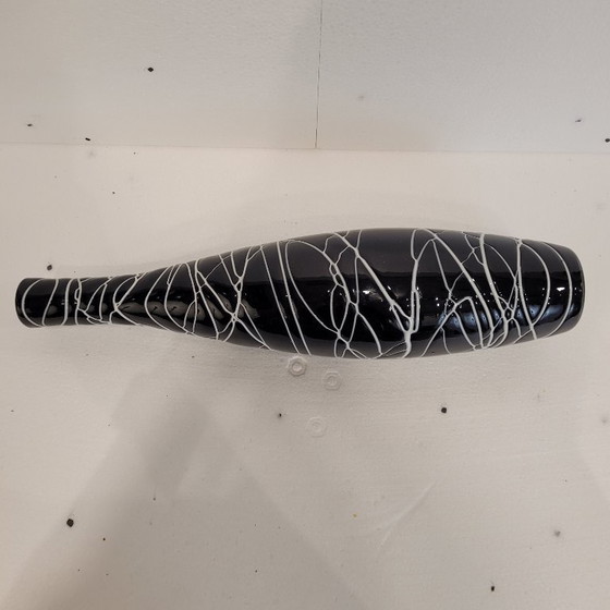 Image 1 of Paar "schwarz-weiße" Vasen, Glas, 70er Jahre - Frankreich