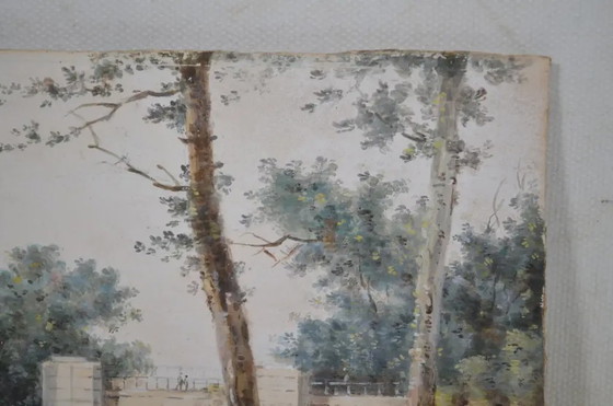 Michel Gabriel Moreau - Scuola Francese Inizio XIX Secolo "Ingresso al Giardino delle Tuileries a Parigi" (photo 4 of 8)
