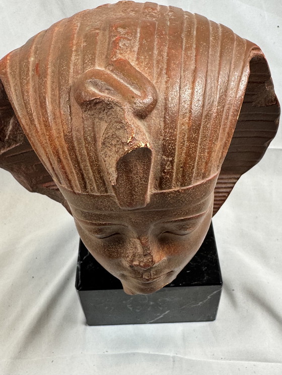 Image 1 of Reproduction du Louvre - Tête du roi Amenhotep II - sur socle en marbre