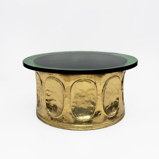 Table basse italienne moderne du milieu du siècle en verre de Murano et laiton, années 1970