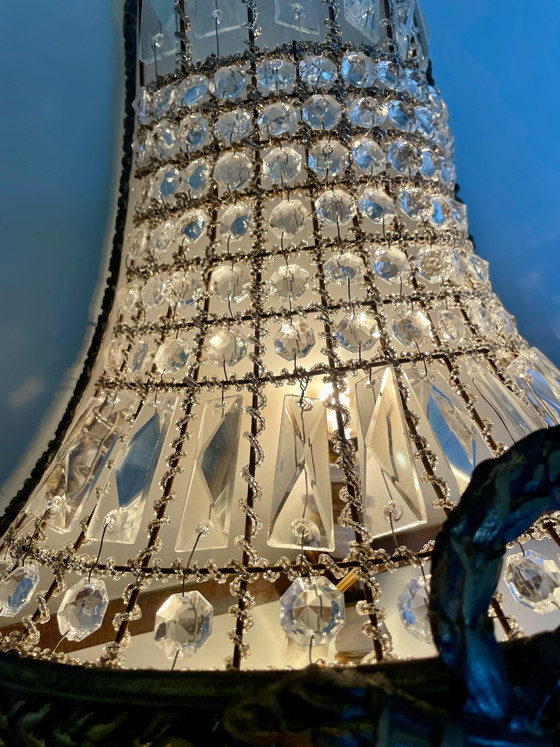 Image 1 of Pair of 2 XL wall lights French Louis XVI style cristal baskets 