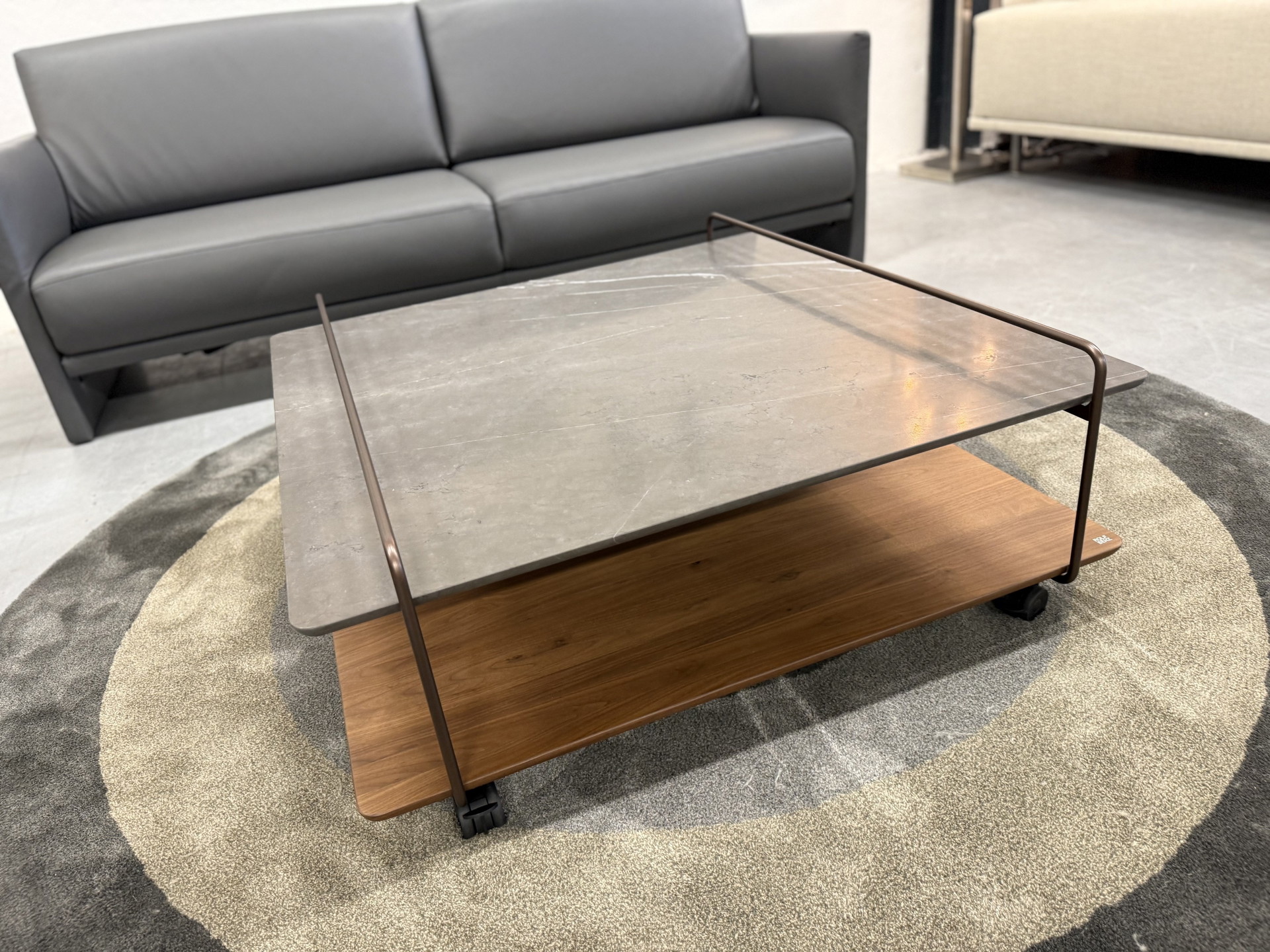 Rolf Benz 931 524 Coffee Table Walnut Wood Natural Stone 102x100