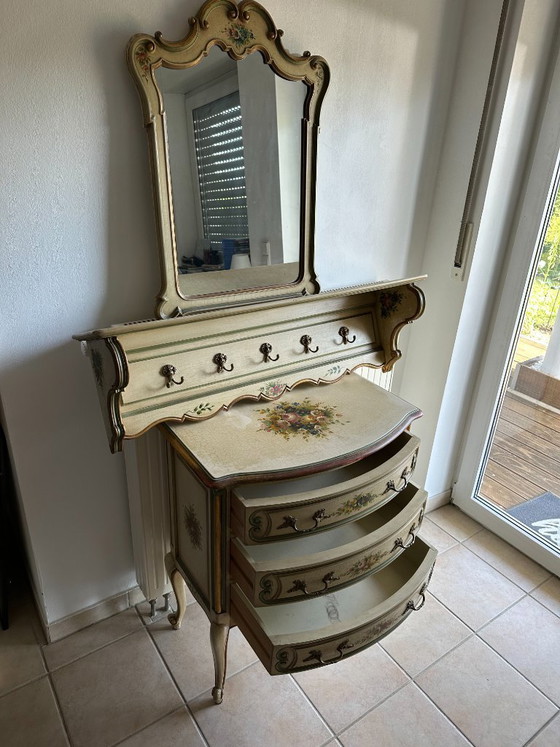 Image 1 of Elegante set di mobili per ingresso composto da 3 pezzi: mobili in stile veneziano (cassettiera, specchio, armadio)