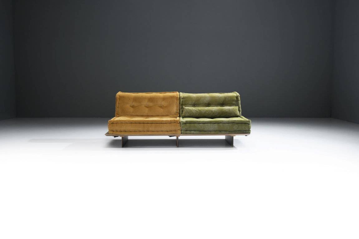 Canapé Roche Bobois cuir vert Très bon état - Ameublement