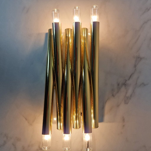 Italian Wall Lamp with Six Lights, in the Style of Gaetano Sciolari, circa 1970s