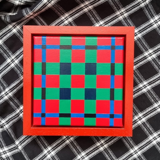 Frances Eckhardt - 24x24 cm handmade graphic artwork check tartan design modern no. 2