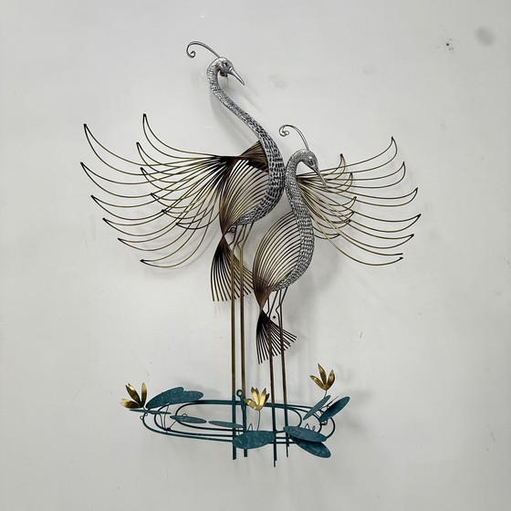 Image 1 of Curtis Jere Vintage Pauw Muurkunst Gesigneerd, 1970