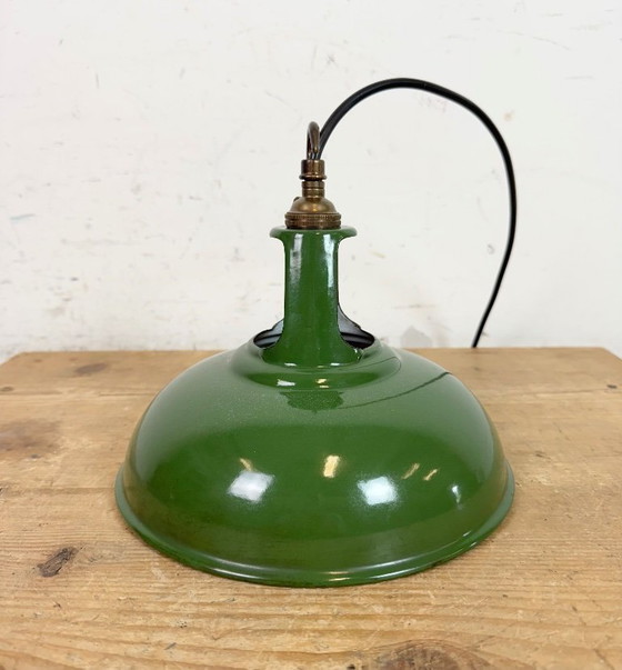 Image 1 of Industrial Green Enamel Factory Pendant Lamp from Coolicon, 1950s