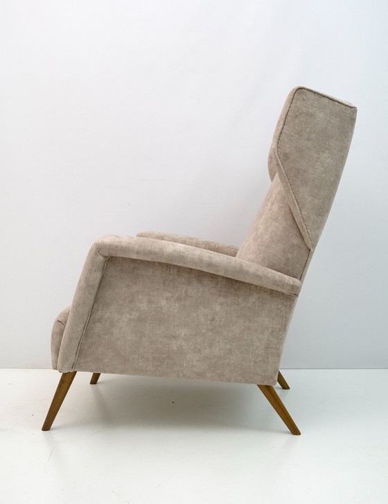 Image 1 of Paar Gio Ponti Mid Century Moderne Italiaanse fluwelen "Alata" Lounge Stoelen, 1950