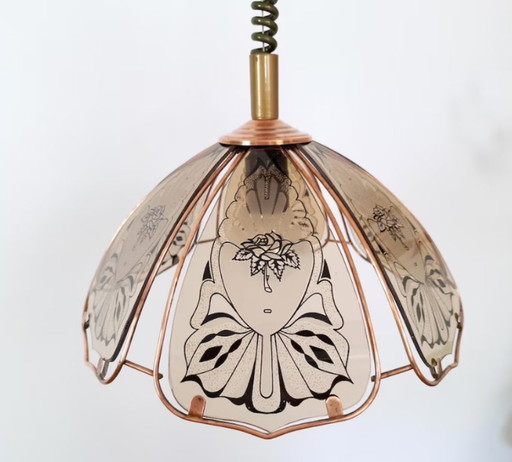Vintage Glas Pendelleuchte, Deckenleuchte, Hängelampe, Retro Deckenleuchte