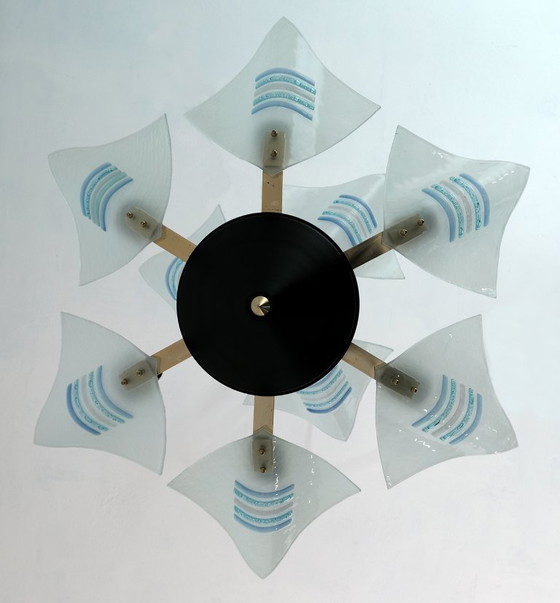 Image 1 of Lustre moderne italien avec voiles en verre de Murano, 1989