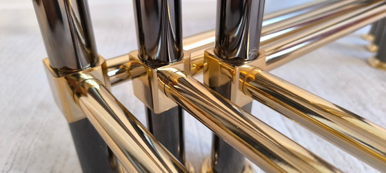 Image 1 of  Roche Bobois – Ensemble de trois tables gigognes dorées 1980’s 