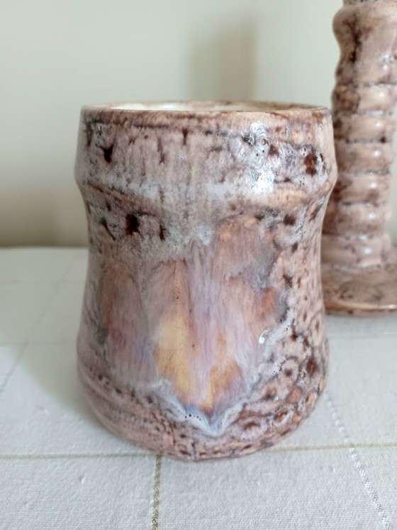 Vallauris Bonaudi Studiopottery. Mid-Century. Candlestick And Vase. – Bonaudi Vallauris, Ceramic (photo 4 of 7)