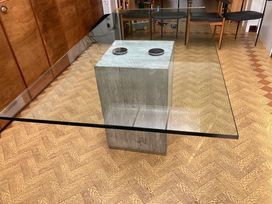 Image 1 of tavolo da pranzo in cemento e vetro di Saporiti, Italia 1960