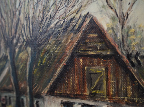 Image 1 of Gemälde "Der Bauernhof unter den Weiden", skandinavisches Design, 1960er Jahre