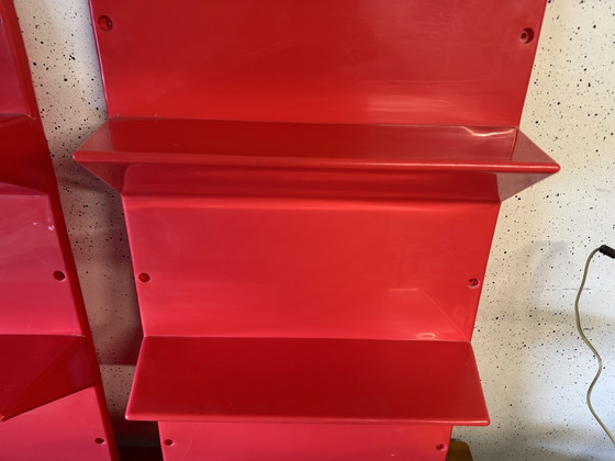 Image 1 of Retro Red Ikea 'Kampe' Wall Shelf: A Vintage Style Statement For Any Room