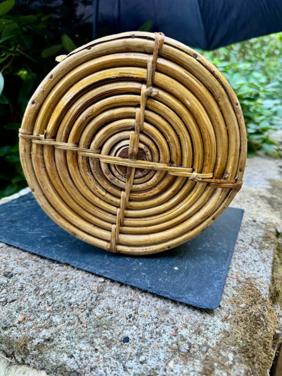 Rattan Brass Basket Gabriella Crespi 60s – Decorative Objects (photo 3 of 5)