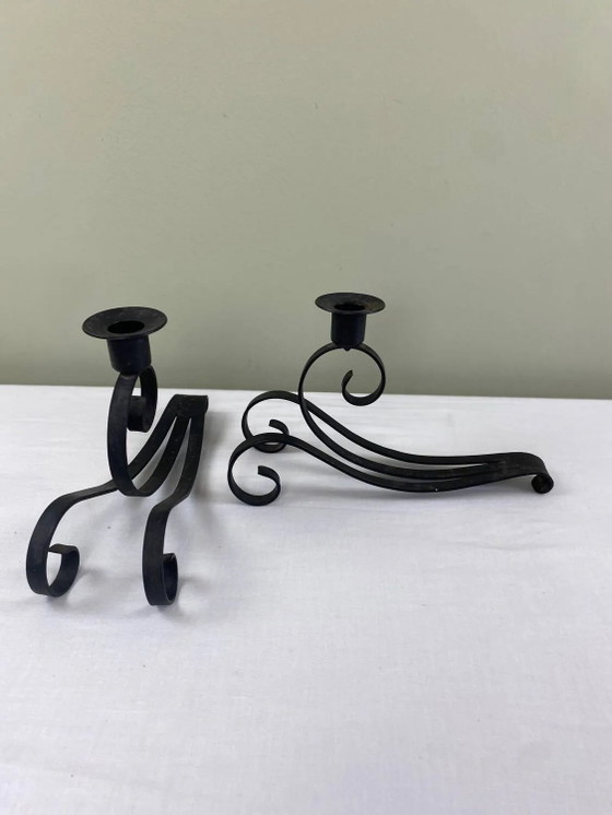 Paar schmiedeeiserne Kerzenständer – Kerzenhalter, Iron, Vintage (photo 5 of 14)