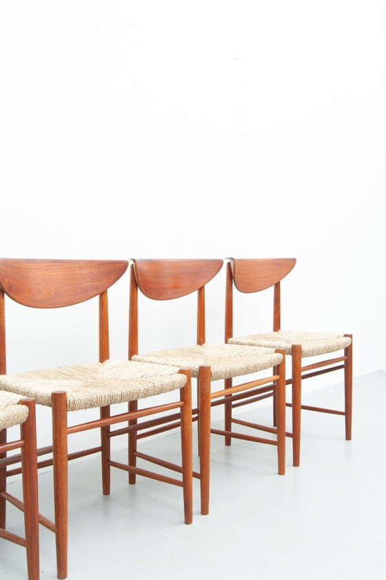 Image 1 of 4 sillas de comedor de teca de Peter Hvidt y Orla Mølgaard-Nielsen para Søborg Møbelfabrik (años 50)