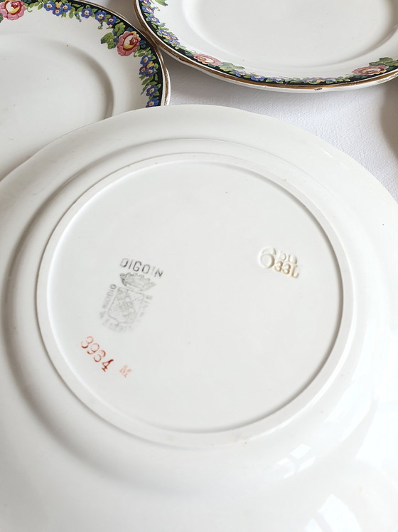 Image 1 of Platos de postre de Digoin de la década de 1950.