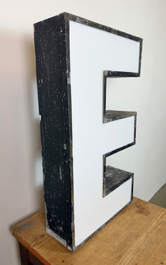 Image 1 of Large Vintage Illuminated Advertising Letter E , 1960s