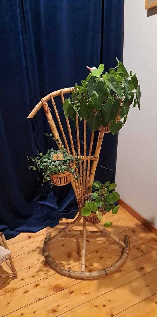 Retro-Blumenständer mit 3 originalen Körben