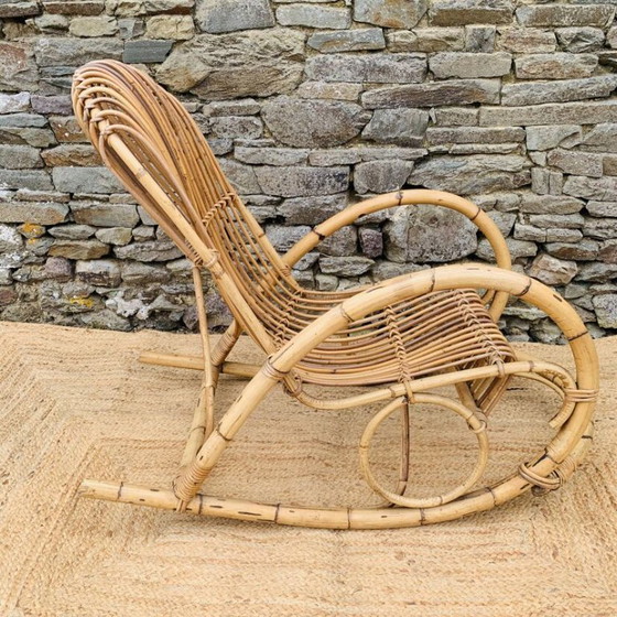 Image 1 of Coppia di sedie a dondolo in rattan di rohe noordwolde