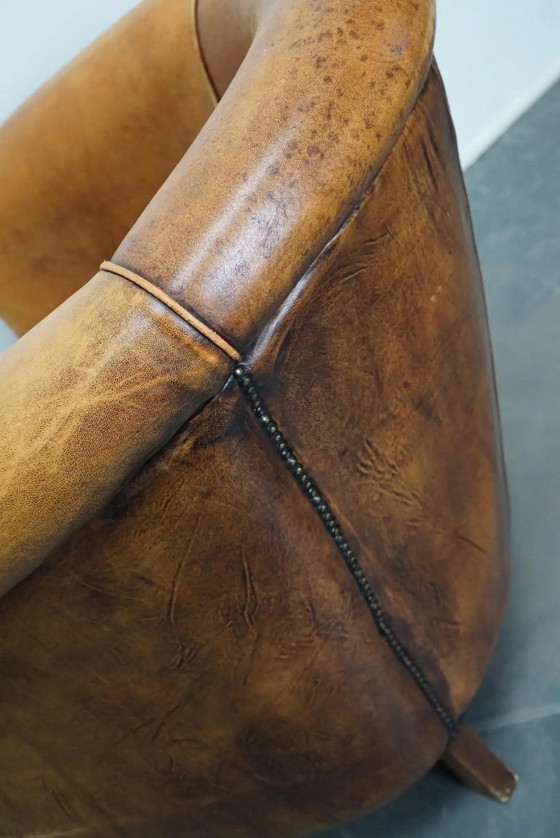 Image 1 of Poltrona vintage da club olandese in pelle color cognac