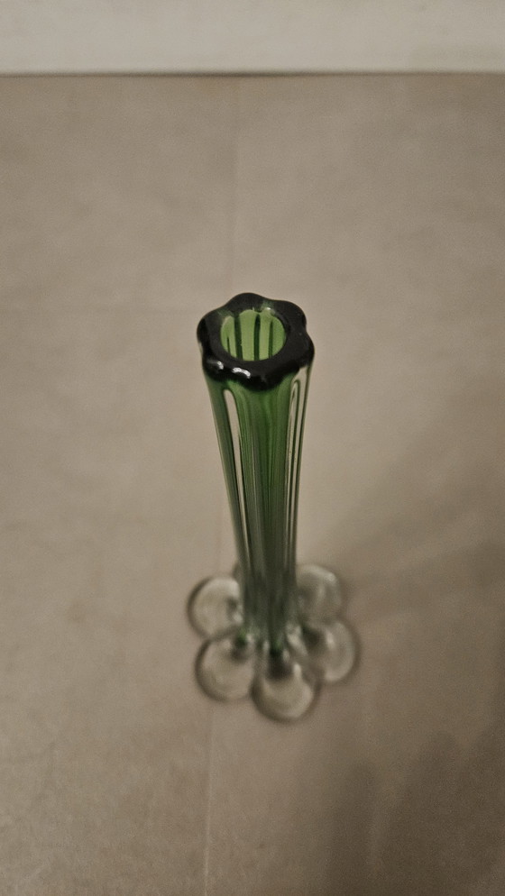 Image 1 of Vase soliflore vert de style Murano