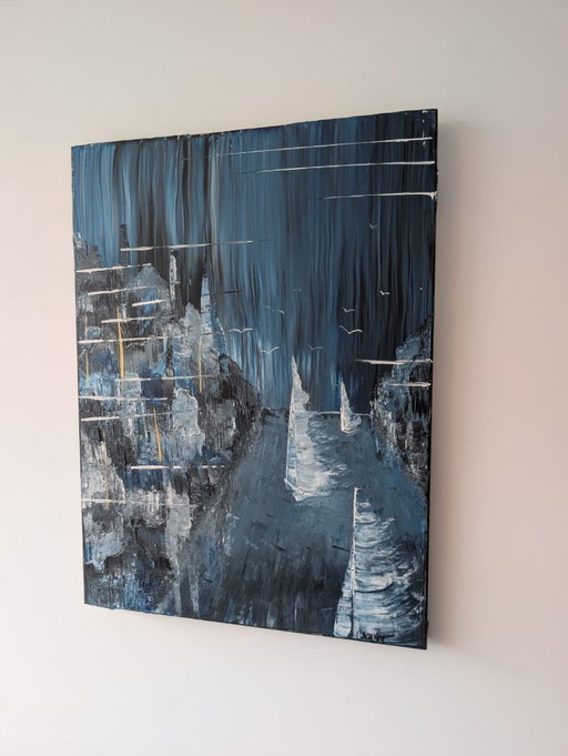 White Boats in the City – schilderijen tekeningen, Canvas (photo 2 of 6)