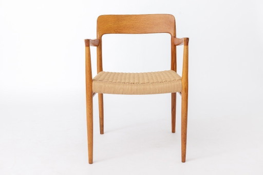 Sillón modelo 56 de Niels Otto Møller, pieza rara | Roble danés | Asiento tejido a mano | Década de 1950