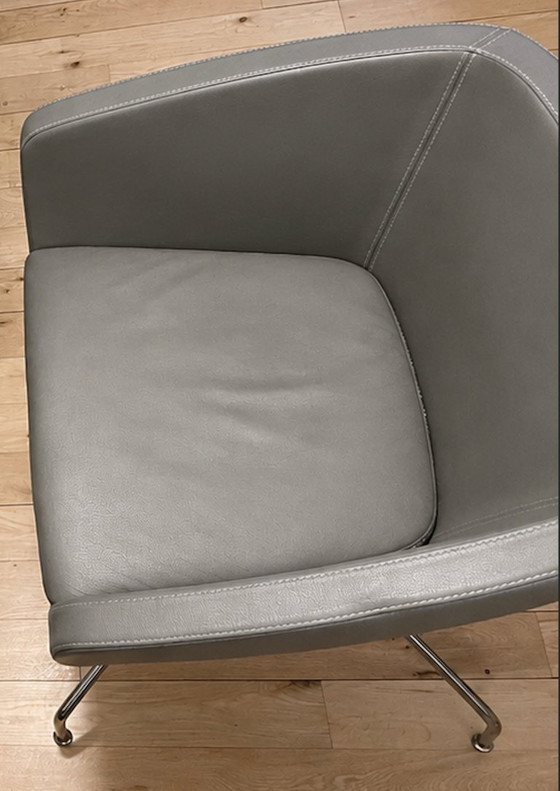 Image 1 of Set van 3 moderne leren loungestoelen met chromen poten