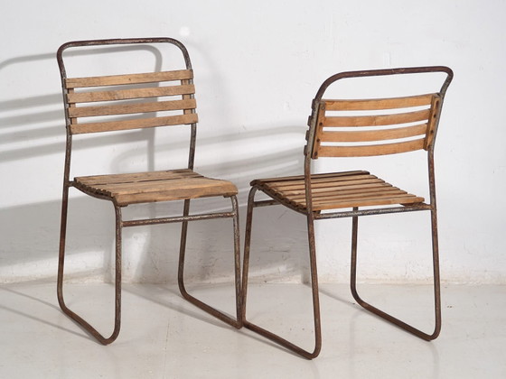 Antique garden chairs (c.1920). Set of 2 pieces #7 – Wood, Iron (photo 20 of 40)