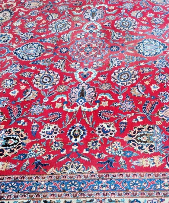 Image 1 of Alfombra Kashan Oriental XXL auténtica de 458x321 cm con parte superior anudada a mano.