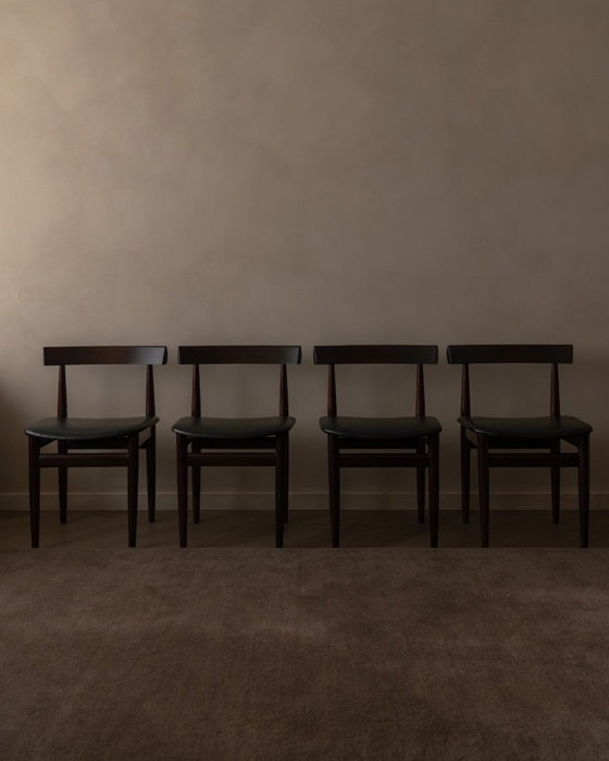 Image 1 of Set van 4 vintage Hans Olsen "Roundette" eetkamerstoelen voor Frem Røjle · Model 631 / 630 serie
